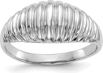 Diamond2Deal 14k White Gold High Polished Ribbed Dome Ring