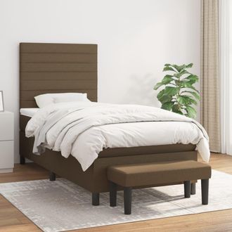 vidaXL Vidaxl - Cama Box Spring Con Colch&oacute;n Tela Marr&oacute;n Oscuro 90x190 Cm