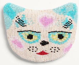 Valentino Garavani Spilla Le Chat De La Maison In Tessuto Jaquard E Ricamo Perline In Resina Donna MULTICOLOR UNI