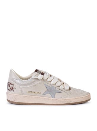 Golden Goose BALL-STAR SNEAKERS IN NAPPA LEATHER WITH GLITTER INSERTS - Golden Goose Deluxe Brand - Woman