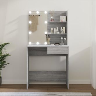 vidaXL Tocador Con Led Gris Sonoma 74,5x40x141 Cm Vidaxl