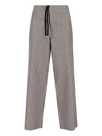 Kaptain Sunshine Black/Beige Vertical Striped Straight-Leg Trousers