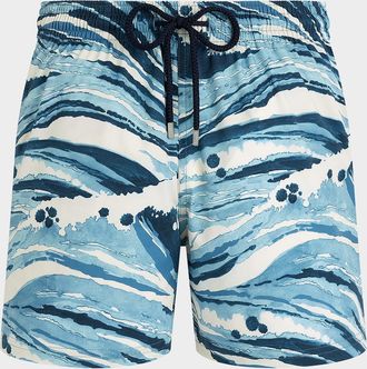 Vilebrequin Men & apos;s Wave Stripe Swim Trunks