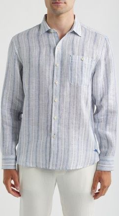 Tommy Bahama Blue Royal Stripe Linen Button-Up Shirt in Infinity Sky at Nordstrom, Size Xxx-Large