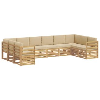 vidaXL Conjunto De Sof&aacute;s De Exterior 10 Uds. Y Beige Poli&eacute;ster Vidaxl