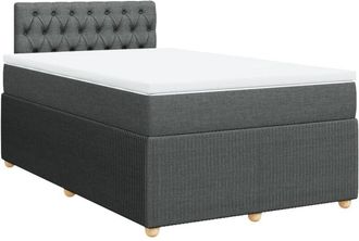 vidaXL Cama Box Spring Con Colch&oacute;n Tela Gris Oscuro 120x200 Cm Vidaxl