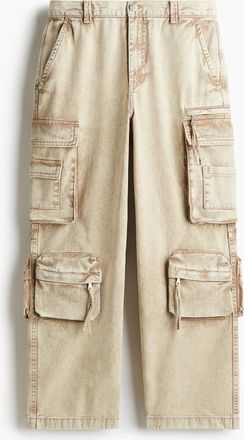 H&M Loose Cargo Jeans - Hellbeige
