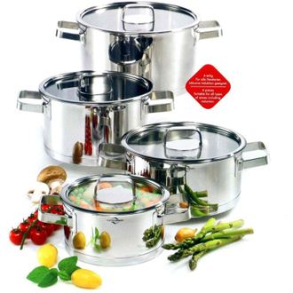 K&uuml;chenprofi SAN REMO - Set di pentole a induzione, 4 pezzi, in acciaio inox 18/8, set di pentole per tutti i piani cottura, set di pentole a induzione