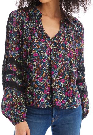 Allison New York Mari V-Neck Blouse In Blue Multi