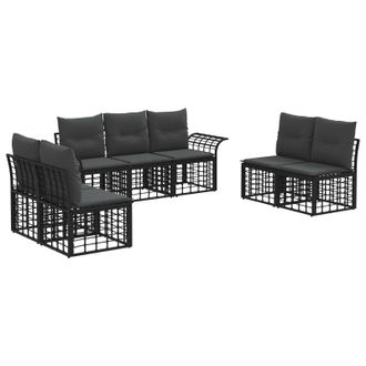 vidaXL Conjunto De Sof&aacute;s De Exterior 7 Pcs Negro Y Gris Oscuro Vidaxl