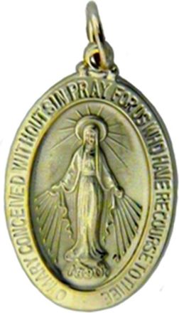 Pompeii3 Yellow Gold 14K Miraculous Mary Religious Pendant