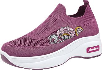 Generic Arch Support Running Trainers for Women Ladies Wide Fit Plantar Fasciitis Sneakers Womens Shoes Ethnic Casual Shoes Summer Fashion Hollow Breathable F
