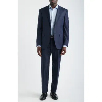 Canali Siena Regular Fit Navy Pinstripe Super 170s Wool Suit at Nordstrom, Size 40 Us