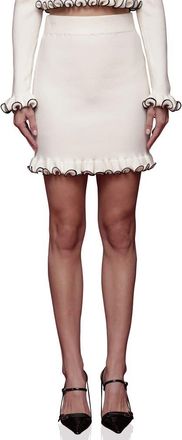 Avec Les Filles Ruffle Hem Knit Miniskirt in Cream at Nordstrom, Size X-Small