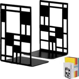 OEM 2 Piezas, Organizador De Libros Ahuecado, Negro, Separador De Libros/estante Decorativo, Sujetalibros Resistente, Estante Antideslizante