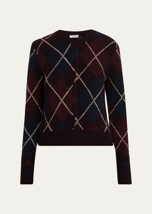 A.L.C. Skyler Argyle Cashmere Crewneck Cardigan