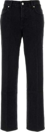 7 For All Mankind Black Straight High Rise Jeans