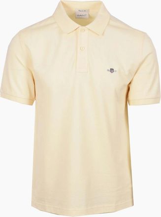 GANT Mens GANT REG SHIELD SS PIQUE POLO SHIRT VANILLA YELLOW - Tan - Size: 40