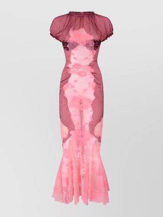 The Attico floral lace short-sleeve midi dress