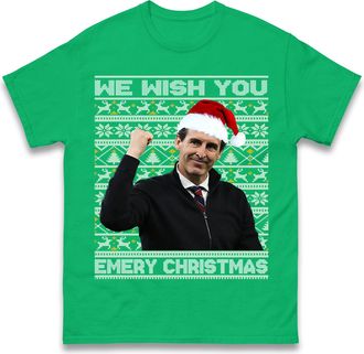 Generic Unai Emery We Wish You Emery Christmas T Shirt, Football Fans Xmas Tee Top, Unisex Xmas Festive T Shirt Kelly Green