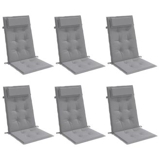 vidaXL Cojines De Silla Con Respaldo Alto 6 Uds Tela Oxford Gris Vidaxl
