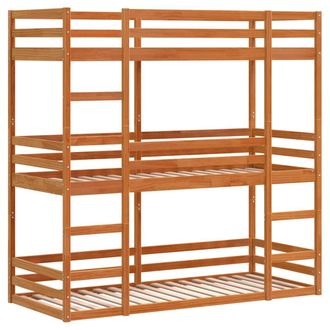 vidaXL Vidaxl - Litera Triple De Madera Maciza De Pino Marr&oacute;n Cera 90x190 Cm