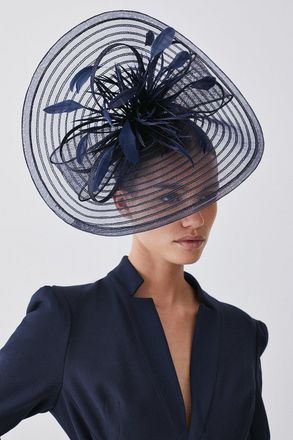 Karen Millen Womens Feather Detail Fascinator - Navy - One Size