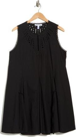 Ellen Tracy Embroidered Cotton Poplin Dress in Black at Nordstrom Rack, Size X-Small