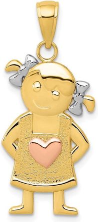 Diamond2Deal 14k Yellow and Rose Gold Rhodium Girl Pendant