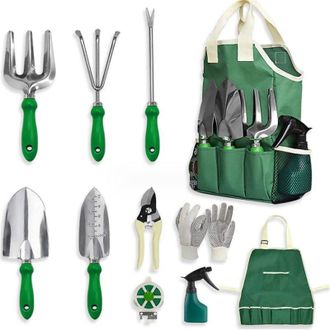 OEM Kit De Herramientas De Jardiner&iacute;a Para Ni&ntilde;os - Vers&aacute;til Para Jardiner&iacute;a Dom&eacute;stica, Juego De 11 Piezas De Acero Inoxidable Con Mangos Verdes 322010cm
