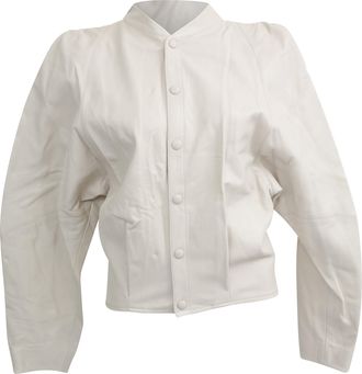 Isabel Marant Button-Down Jacket in White Leather