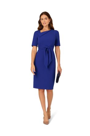Adrianna Papell Womens Asymmetrical Short Dress - Blue - Size 10 UK