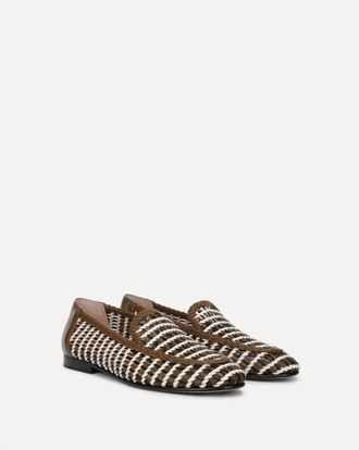 Veronica Beard Womens Prilla Woven Leather Loafer In Brown Multi