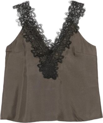 R&oacute;he Lace Silk Camisole - Dames - Blouses - Bruin - S - Overhemden