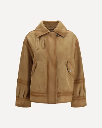 Ermanno Scervino Giacca bomber aviator in suede con dettagli heritage Woman 40