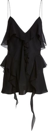 Khaite The Piet ruffled silk top - women - Silk - 2 - Black