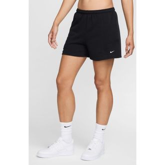 Nike Chill High Waist French Terry Shorts in 010 010 Black/sail at Nordstrom Rack, Size X-Small