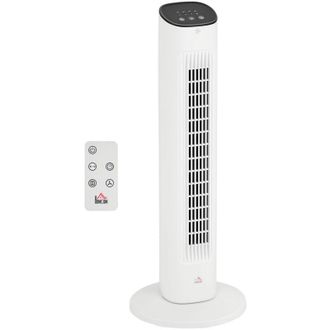 HOMCOM Ventilador De Torre 50w Con Control Remoto Ventilador Silencioso Con 3 Velocidades Temporizador 15h Funci&oacute;n Oscilaci&oacute;n Pantalla Led 30x30x78 Cm
