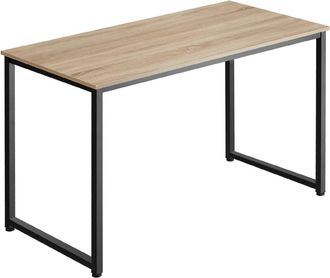 TecTake Escritorio estilo industrial estructura de acero 140 cm madera clara