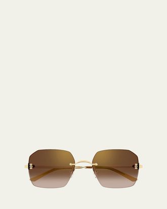 Cartier C de Cartier Rectangular Metal Sunglasses