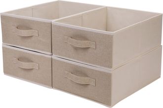 OEM Caja De Almacenamiento De Tela De 4 Compartimentos, Plegable Con Asa Para Guardar Ropa, Juguetes Infantiles Y Libros, 24 X 24 X 17,4 Cm