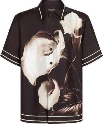 Dolce & Gabbana floral-print short-sleeve shirt - men - Silk - 43 - Brown
