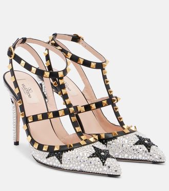 Valentino Garavani Rockstud 100 embellished leather pumps