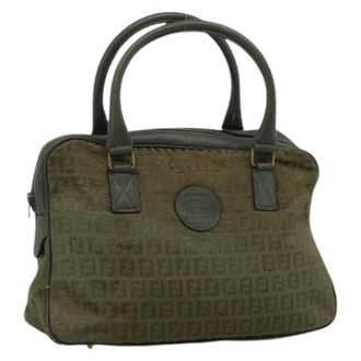 Fendi Pre-owned Zucchino Canvas Hand Bag - Dames - Pre-owned - Groen - Maat: ONE Size Leer