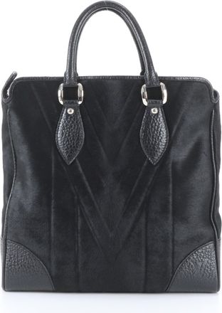 Louis Vuitton Black Leather Shoulder Bag Tote Bag (Pre-Owned)