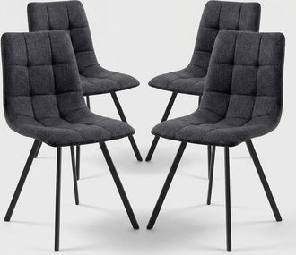 Oresteluchetta Juego De 4 Sillas De Comedor Tapizadas En Tela Con Patas De Acero Jane - Antracita