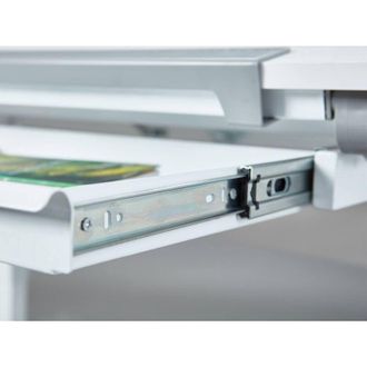 Dmora Scrivania regolabile in altezza con ripiano inclinabile, in metallo bianco, cm 110x68x55-78, con imballo rinforzato - Dmora