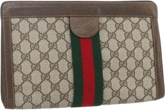 Gucci Pre-owned Clutches, female, Beige, Size: ONE SIZE Pre-owned Canvas Clutch