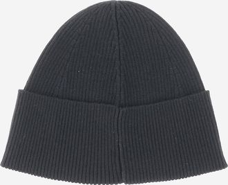 Saint Laurent Mens Cashmere Beanie With Logo Black Hat