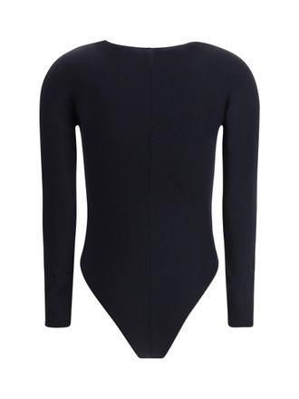 Wolford Womens V-Neck Bodysuit Black Polyamide; Elastane Top